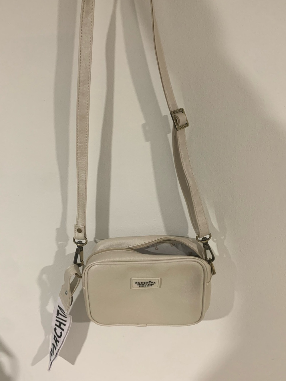 Parchita Colombian Leather Crossbody Bag with Logo Strap